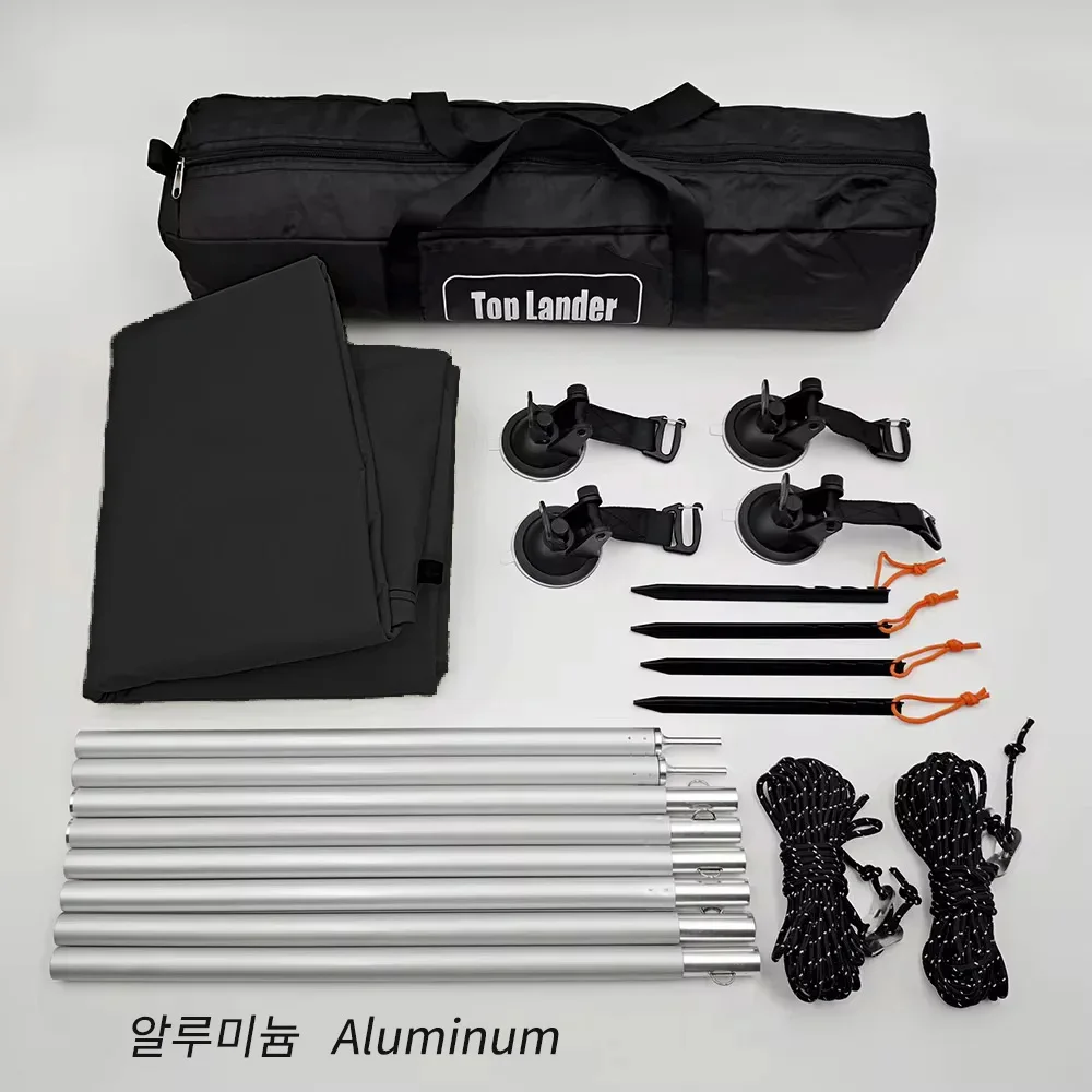 Manta Ray Auto Zijluifel Zwarte Coating Tarp met Zuignap Anker Outdoor Camping Toeristische SUV Tent Schaduw Waterdicht Anti UV