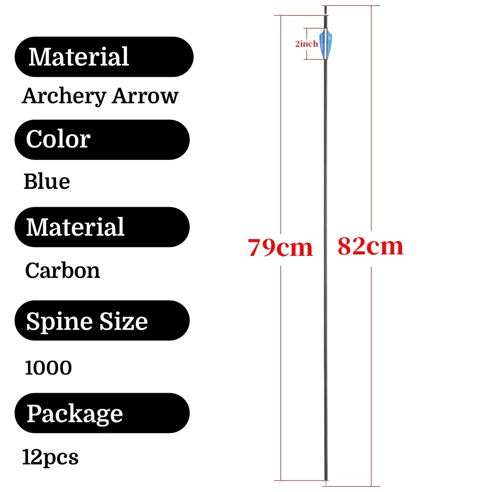 6/12pcs Mixed Carbon Arrows Spine 1000 OD 6mm ID 4.2mm 31inch Arrow Shaft for Archey Bow Hunting Shooting Target Outdoor Sports