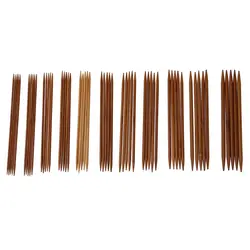 5 Sets of 11 Sizes 5'' (13cm) Double Pointed Carbonized Bamboo Knitting Kits Needles Set (2.0mm - 5.0mm)