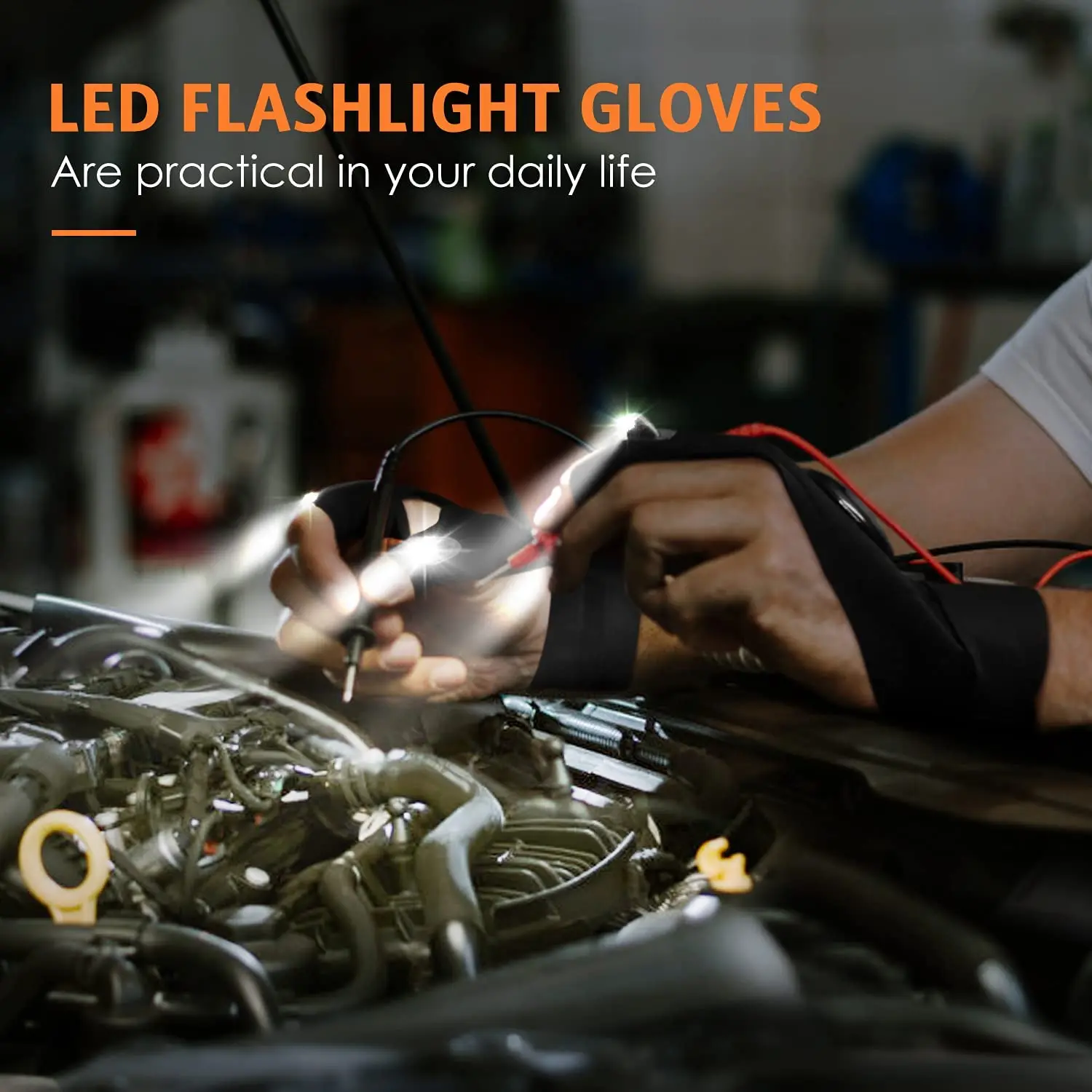 LED Flashlight Fingerless Gloves Outdoor Magic Strap Waterproof Torch Gloves Cover Cycling Hiking Survival Camping Rescue Tools