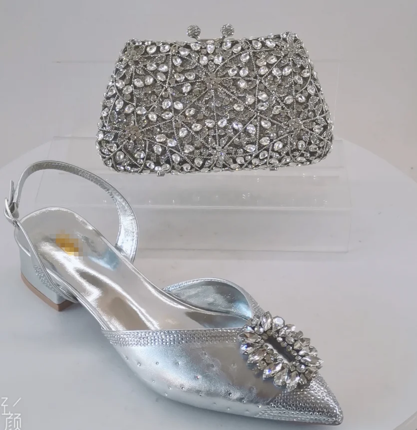 

LNATISNOVA Туфли на высоком каблуке со стразами и подходящая сумочка, элегантная обувь с острым носком для женщин, идеально подходят для вечеринок, босоножки с кристаллами