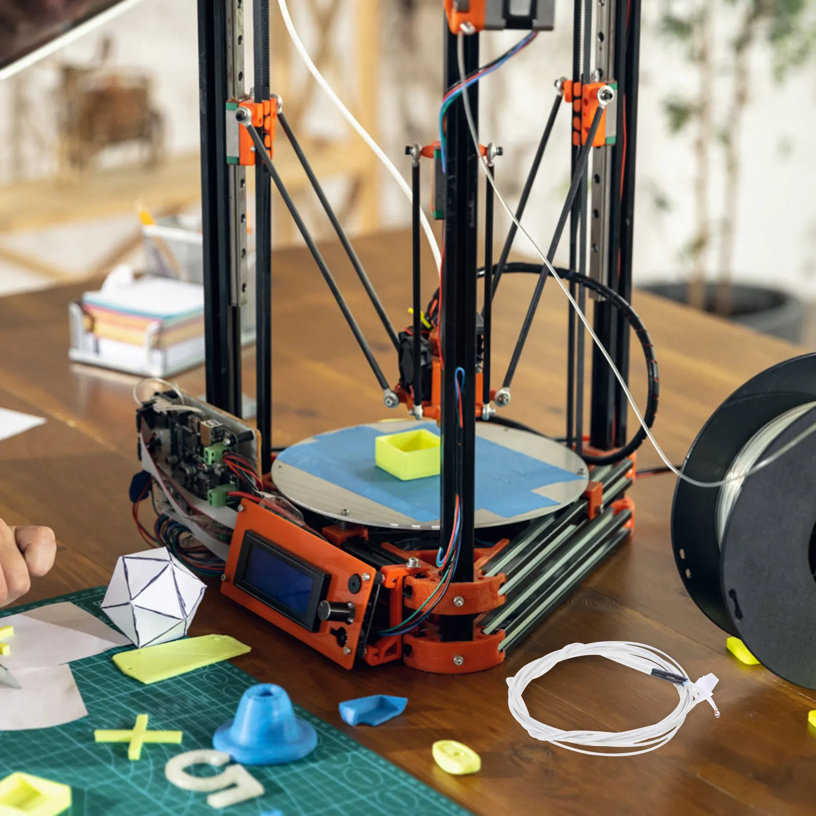 

5Pcs 3D Printer Thermistor Temperature Sensor 100K High Heat Resistant Thermal Resistor Replacement for Hot End Heated Bed Parts