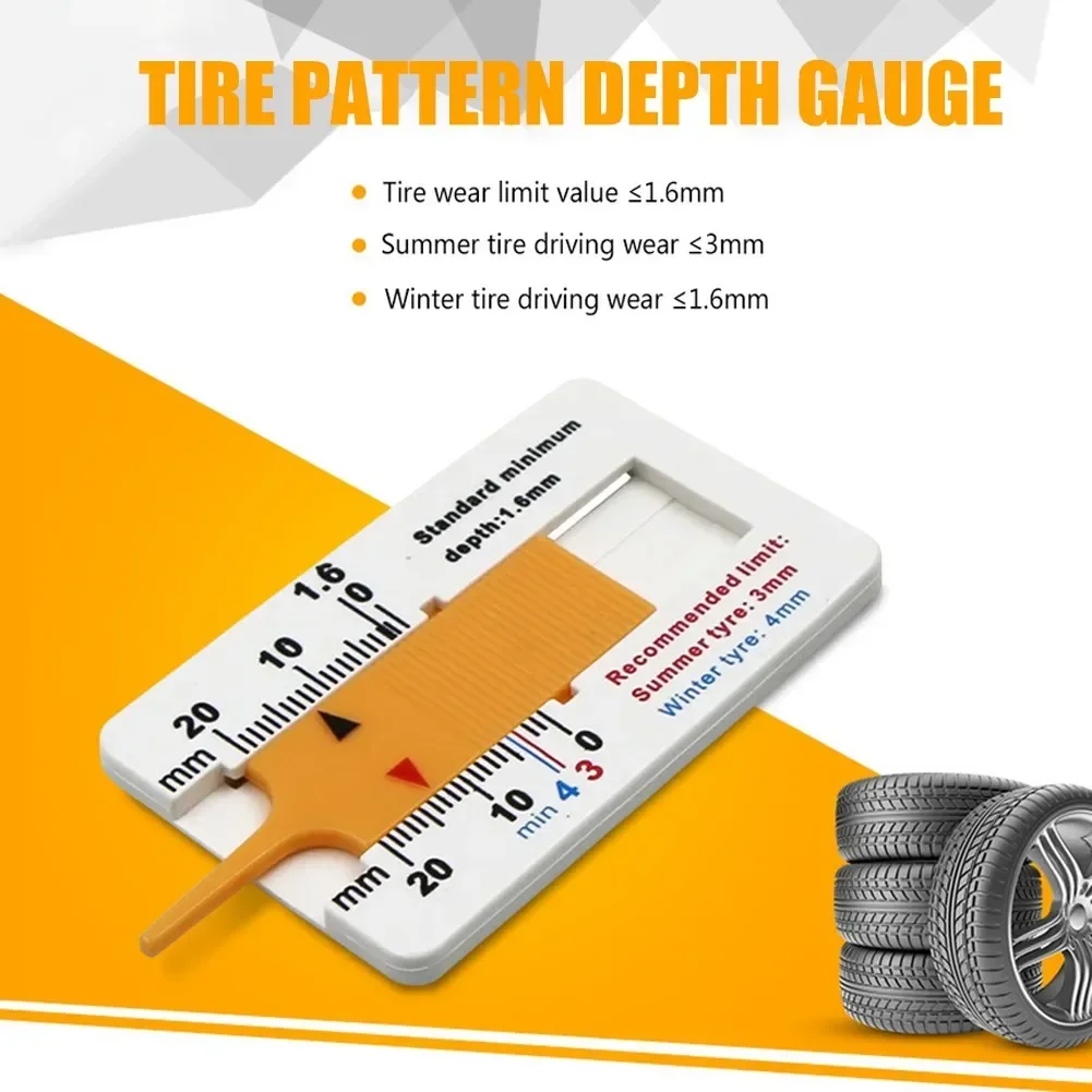 1pc Tyre Tread Depth Gauge Plastic Tire Tread Ruler 0-20MM Vernier Depth Caliper Car Wheel Tread Depth Ruler Measure Tool