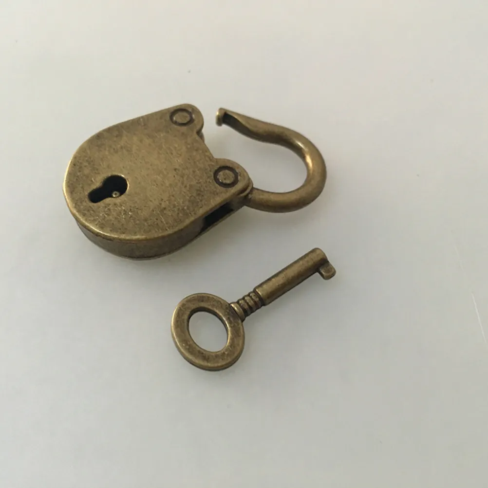2Pcs Stylish Vintage Padlock Zinc Alloy Rust Proof Smooth Surface Lock with Key for Jewelry Case Handbag Tiny Craft Diary Retro