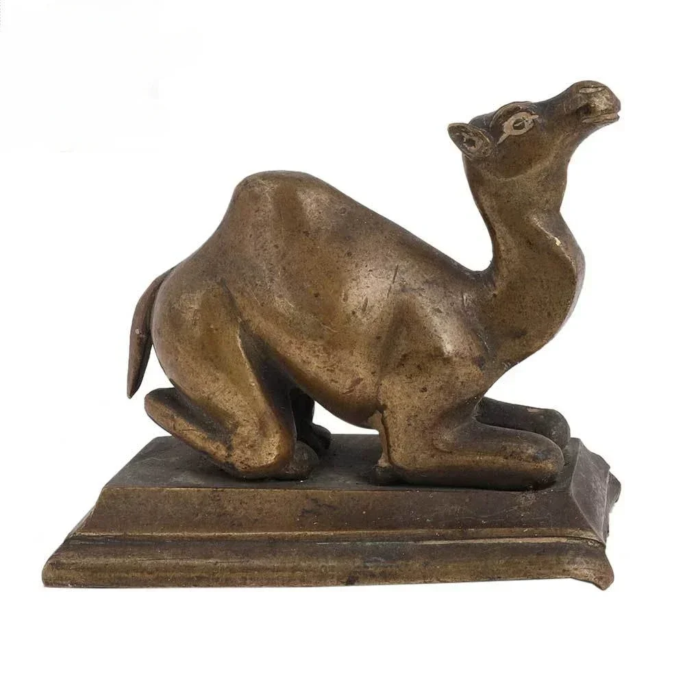 Wholesale Price Handmade Golden Copper Realistic Camel Sculpture Statue Declaration Decorative Gifts Hot Selling