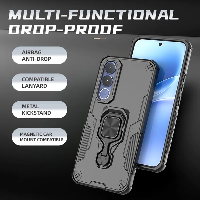 Lens Protection Kickstand Phone Case For Vivo V70 FE Cover Ring Stand Magnetic Bracket Shell Fundas Coque