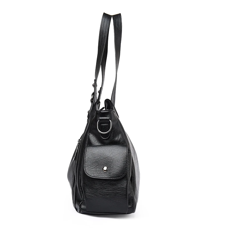 Damen Vintage PU-Leder Handtasche mit mehreren Reißverschlusstaschen, modische Schulter- und Umhängetasche für Arbeit, Alltag und Reisen – Detail 17