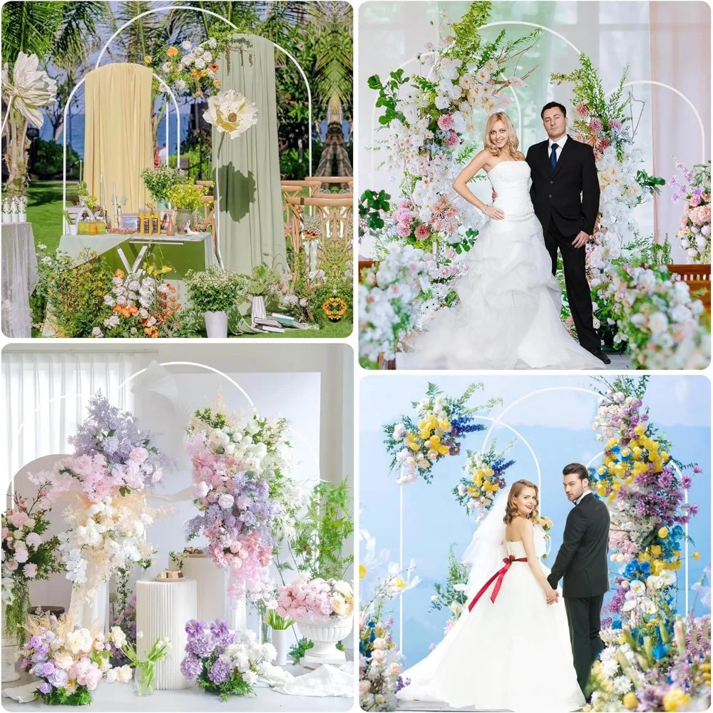 

Wedding Arch Backdrop Stand Set of 3 White Metal Arched Backdrop Stand 7.2FT & 6.6FT & 6FT Balloon Arch Frame for Wedding