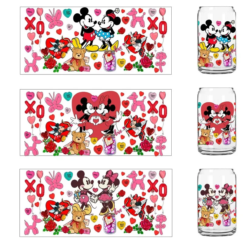 1/5 قطعة 20 نمط عاشق ميكي ميني XOXO UV حفلة لتقوم بها بنفسك الشارات ثلاثية الأبعاد نقل uvdtf بهلوان ملصقات الختم 16oz uv dtf كوب يلتف