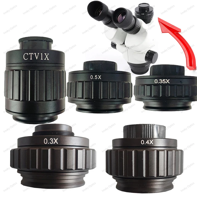 Adapter obiektywu z mocowaniem C 0,3X 0,35X 0,4X 0,5X 1X CTV regulowana ostrość do trinokularowego mikroskopu stereoskopowego 38MM interfejs adapter kamery