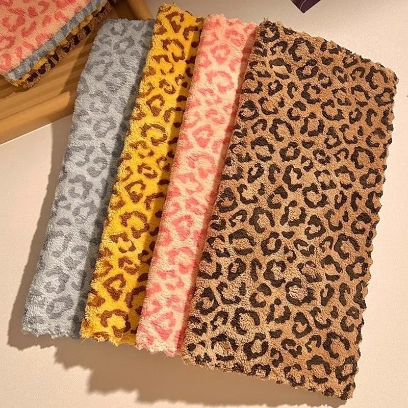 4/8/12pcs Leopard Print Rag Household Coral Fleece Towel Bathroom Hand Towel Kitchen Dishwashing Clean Cloth Scouring Pad