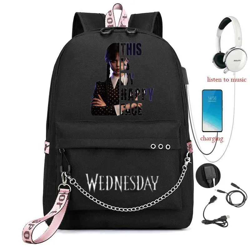 Wednesday Addams Backpack Children Anime School Bags Boy Girl Mochila Kids Cartoon Primary Bookbag Teens Laptop Backpack