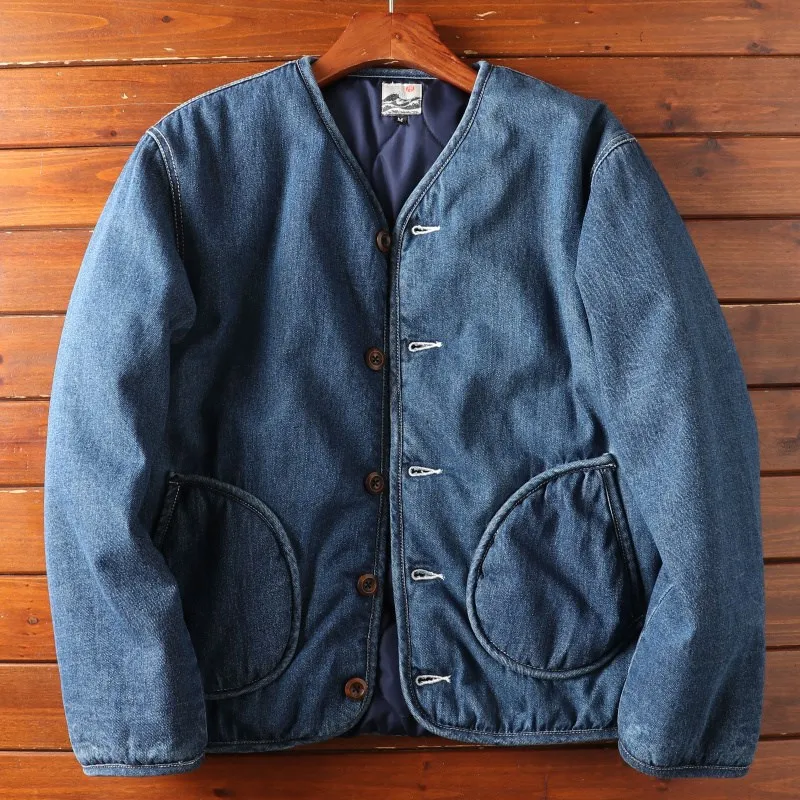 

Wear-Resistant Pure Cotton Denim Fabric Men's Warm Casual Nel Cotton Jaet Trendy Autumn Winter New Arrival