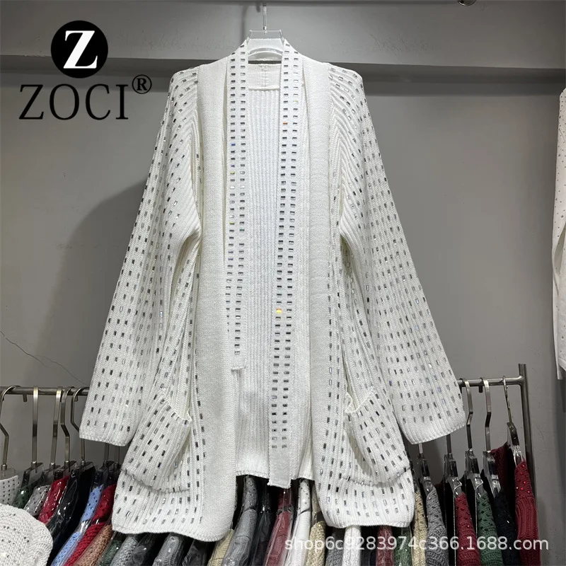 [ZOCI] Style Knitted Cardigan Autumn Winter New Style, Loose Slimming, Heavy-duty Hot Stamping, Medium To