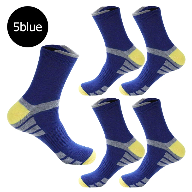 Neue 5-Paar-Mittelsocken mit Handtuchboden, rutschfeste und verschleißfeste Sportsocken, atmungsaktive Marathon-Laufsocken