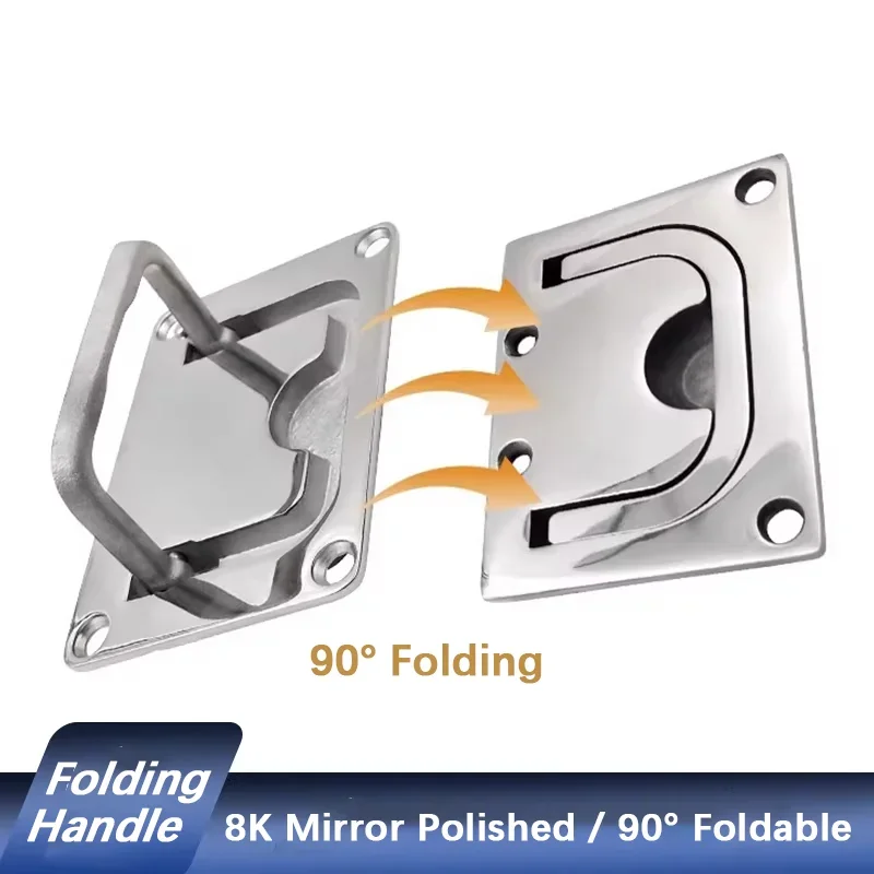 4pcs Stainless Steel Recessed Handles for Marine And Boat Use Square/Round Floor Deck Cabin Hatch - 304/316 Grade