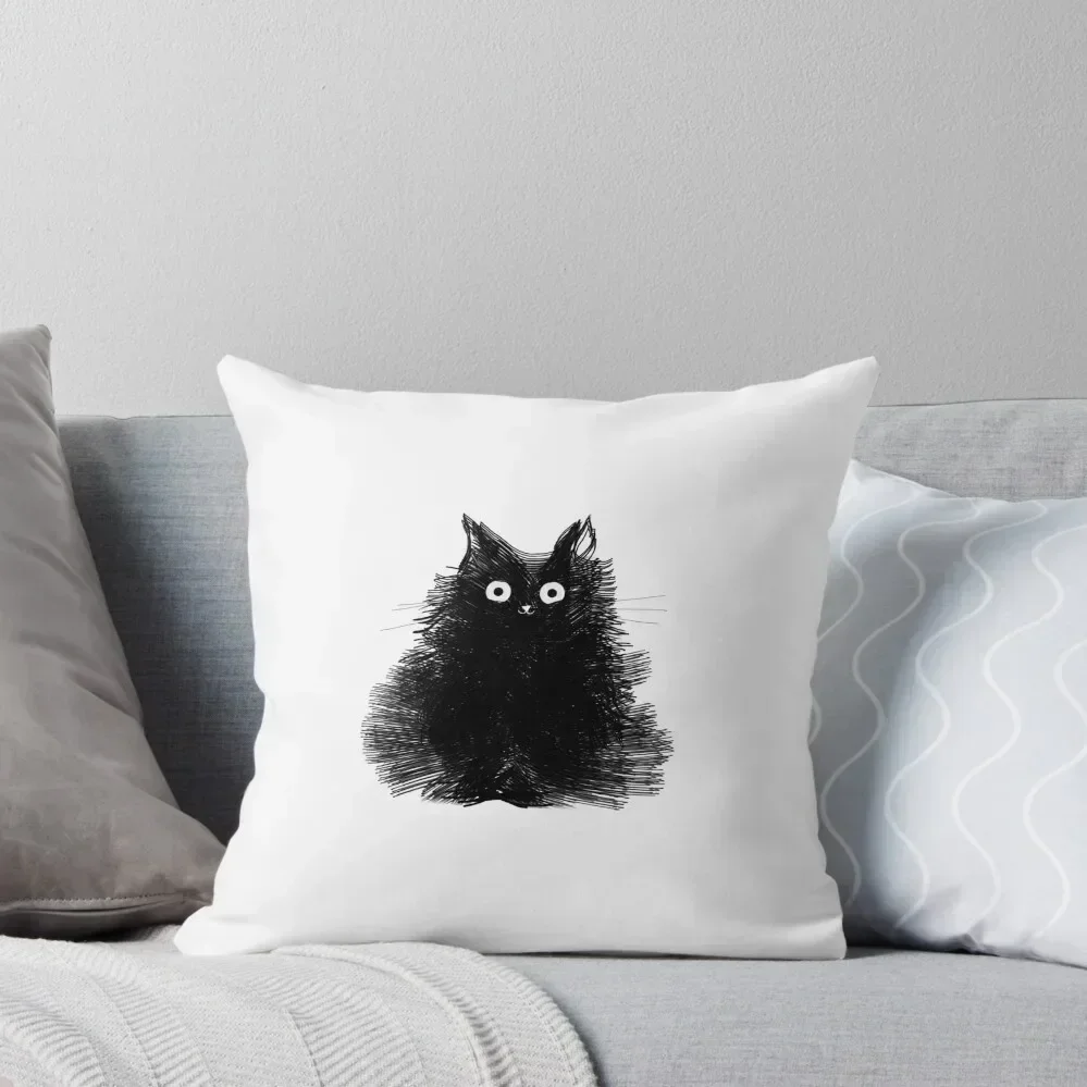 

Black Cat Drawing - Duster Throw Pillow Decorative Cover For Living Room Couch Cushions luxury home accessories pillow
