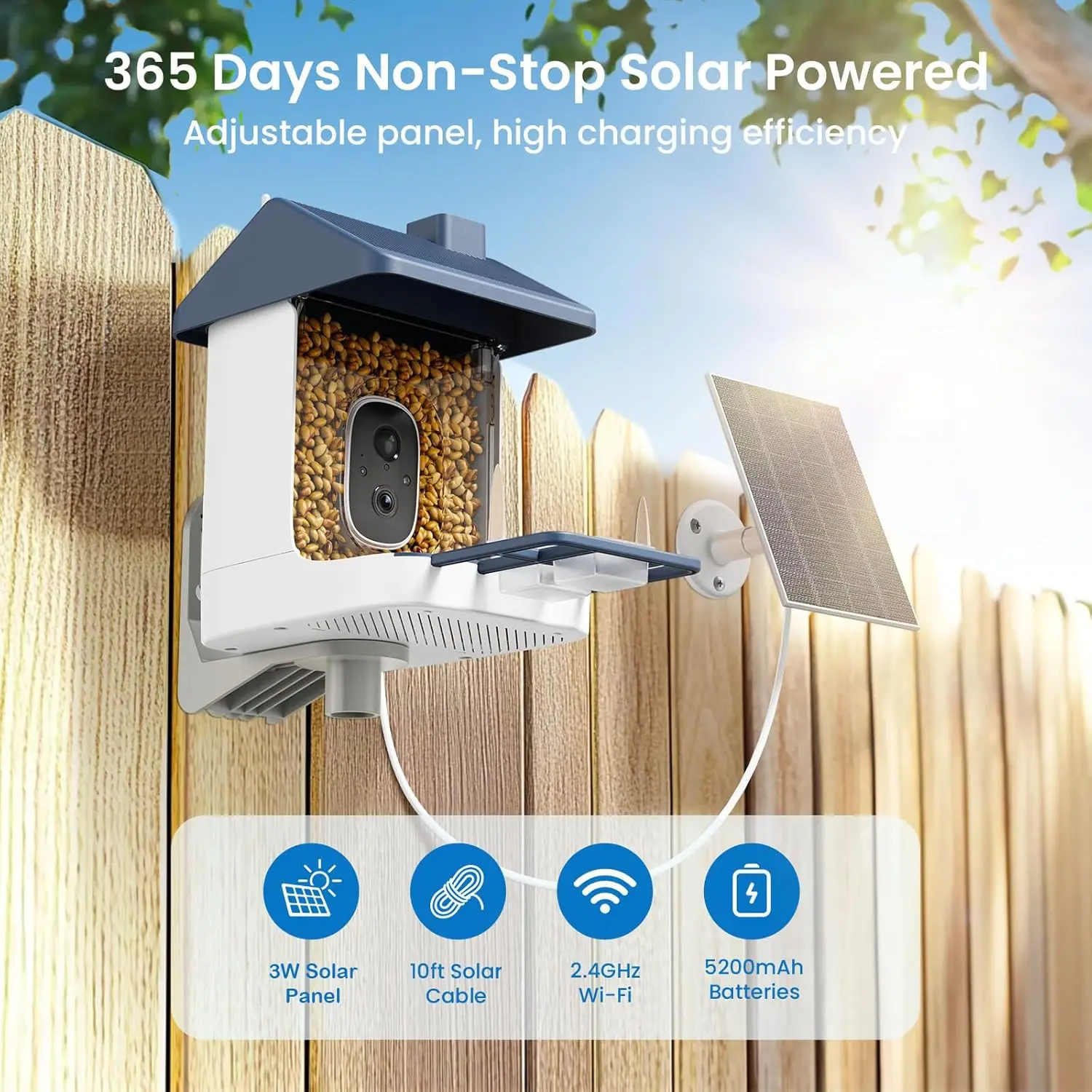 Solar-Powered Smart Bird Feeder with 2K Camera, AI Bird ID & Instant Alerts for Outdoor Bird Watching photo 5
