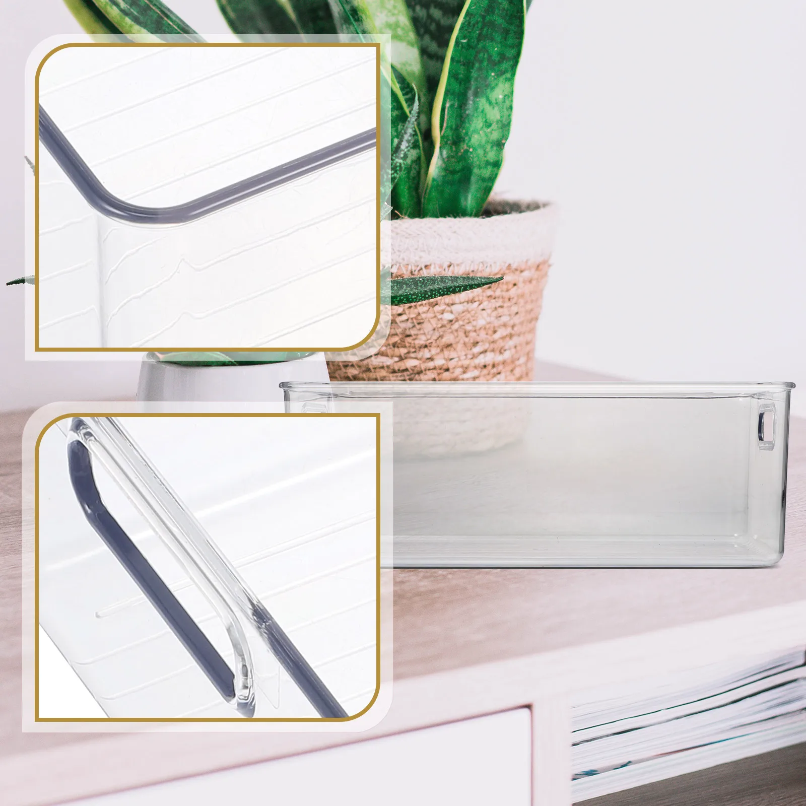 

Desktop Transparent Plastic Storage Basket Classroom Organization Boxes with Lids