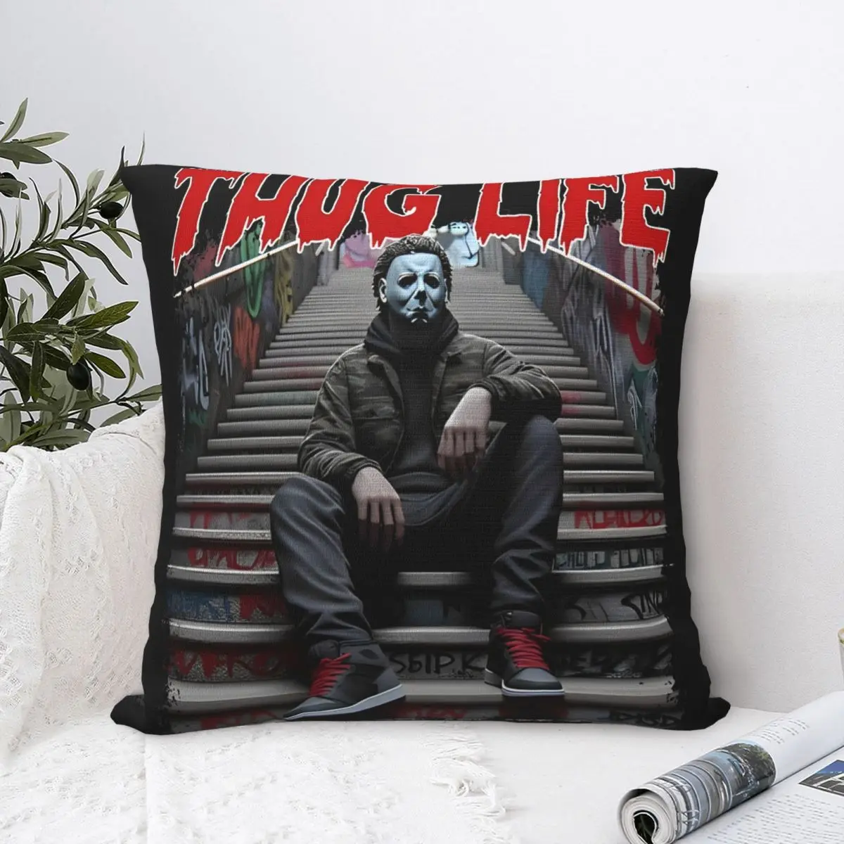 Warm Living Room Halloween Horror Movie Michael Myers Thug LifeDecor Pillowcase Stuff Pillow Covers Zippered Multi-Size