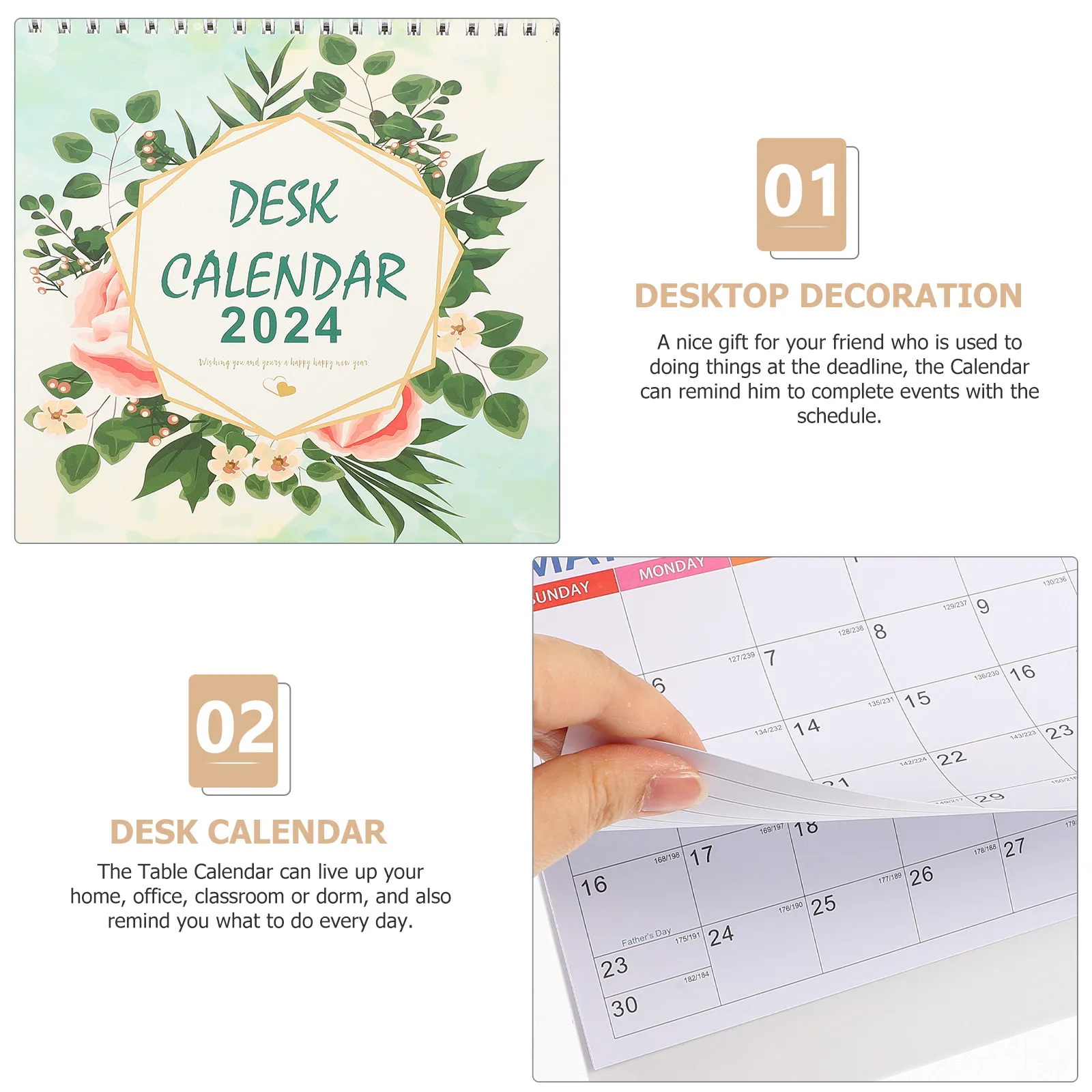 

Настольный календарь 2024: креативный минималистичный откидной календарь для офиса и дома, с гладкой поверхностью для письма, из плотной бумаги, на 12 месяцев, для рабочего стола