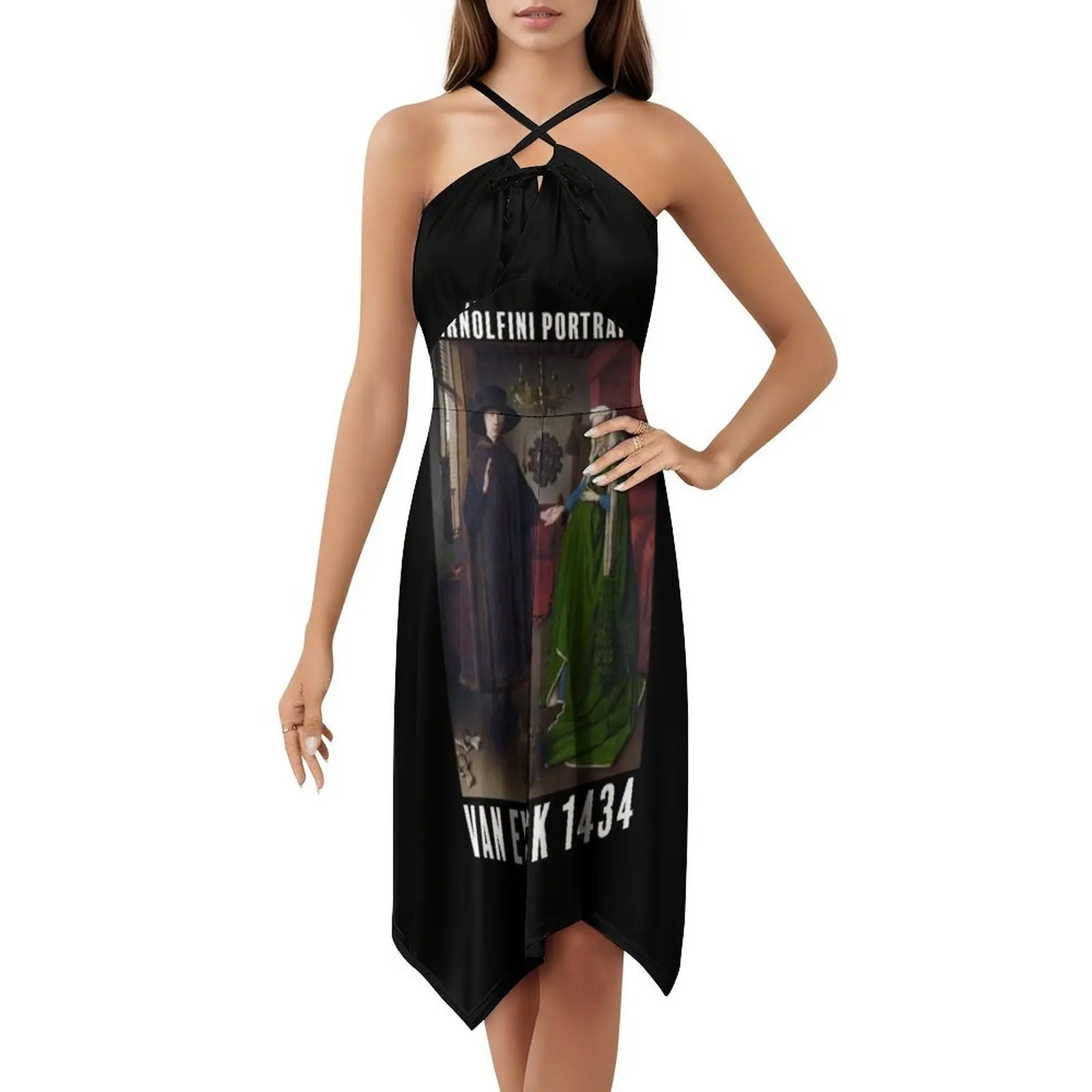 The Arnolfini Portrait-Jan Van Eyck فستان هيب هوب نسائي ملابس الشارع مطبوع عليه رسومات جرافيك ملابس نادي الحفلات الكلاسيكية الكلاسيكية