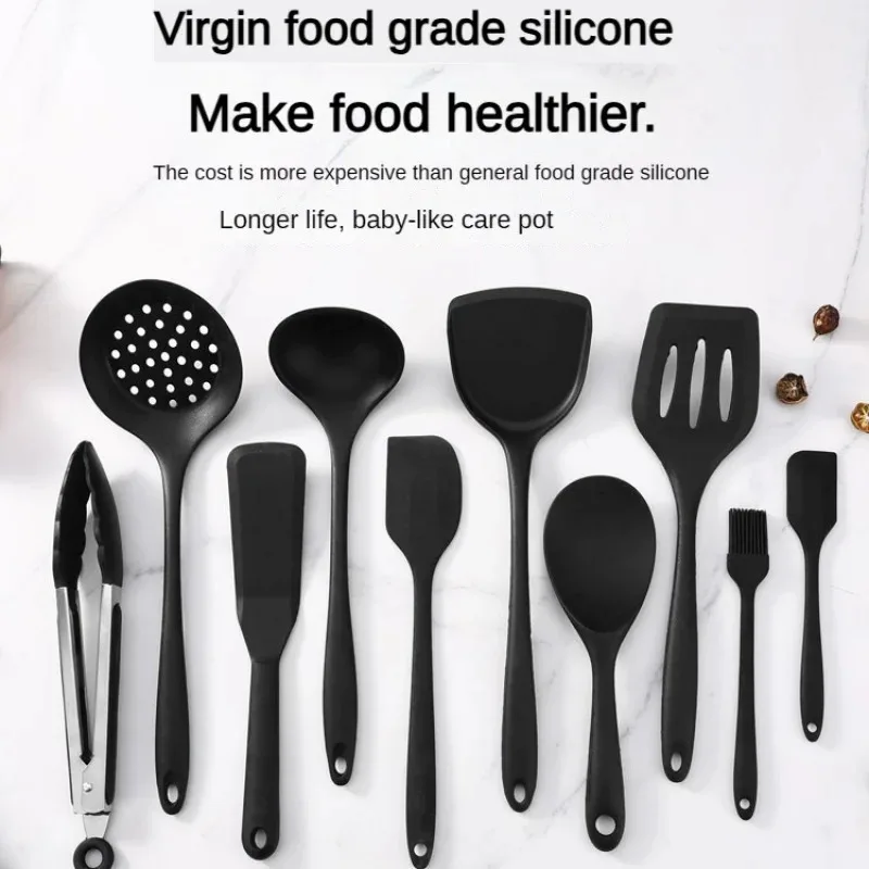 1/10PCS Food-Grade Silicone Kitchen Tools Set, Heat-Resistant Slotted Spoon for Non-Stick Cookware & Hot Pot, Multi-Use Strainer