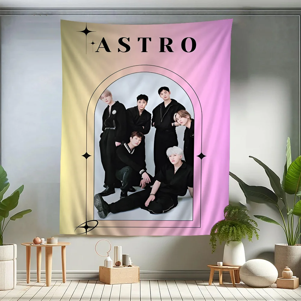 Korea Kpop A-Astro Banner Printed Large Wall Tapestry Hanging Tarot Hippie Wall Rugs Dorm Home Decor