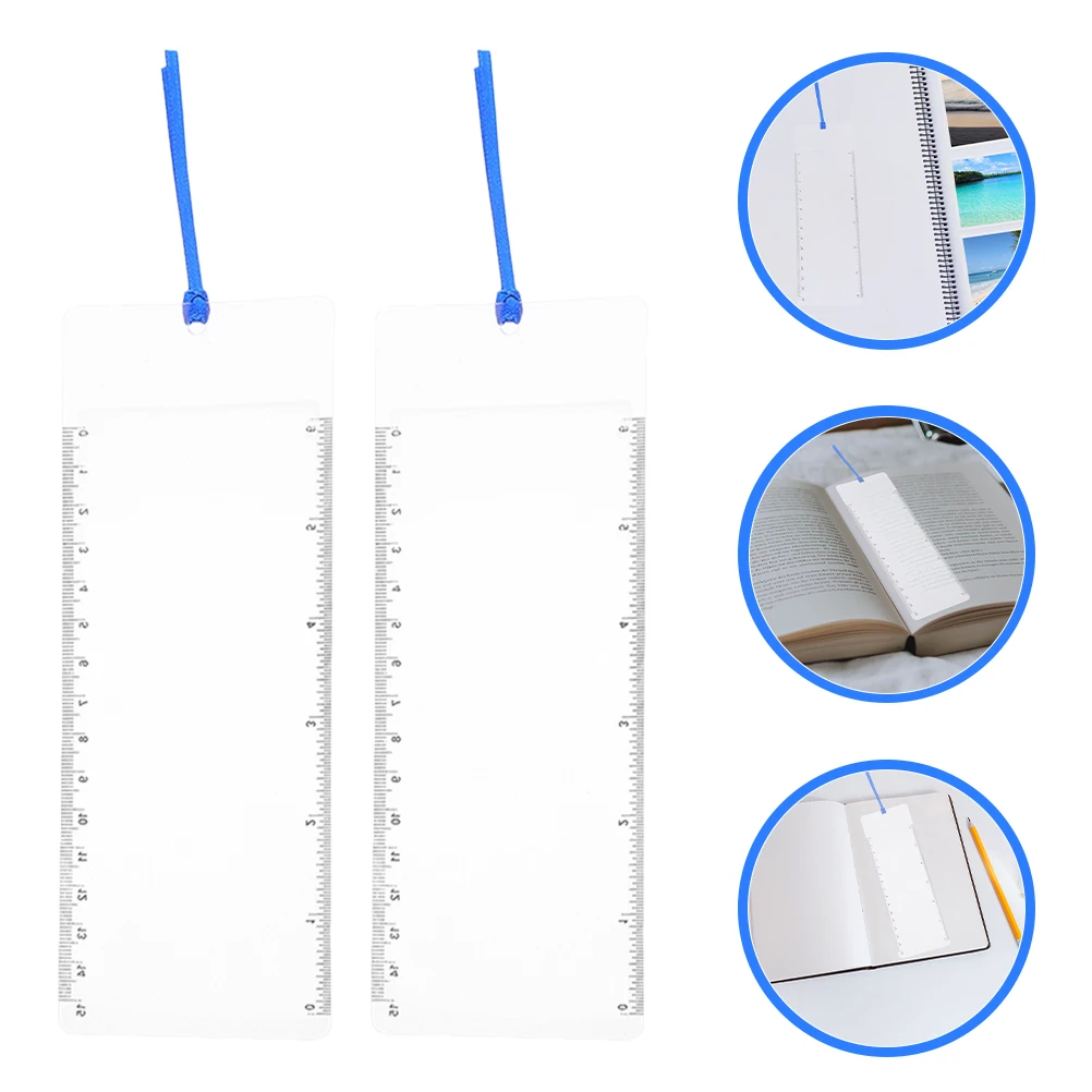 

6pcs Portable Magnifying Glass Bookmark 3x Reading Lens Compact Plastic Bookmarks for Newspapers Books Page Holders Measurement