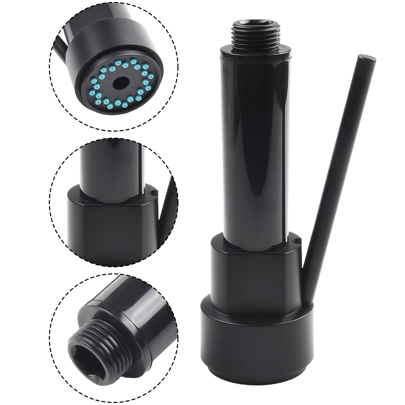 

Pull Out Spray Faucet Shower ABS Black Easy To Install Faucet Shower Setting Head Replacement High Quality Material