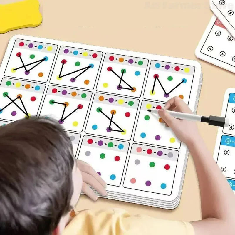 

Training Connection Card Visual Tracking Pen Control Training Early Childhood Color and Number Recognition Exercise Book