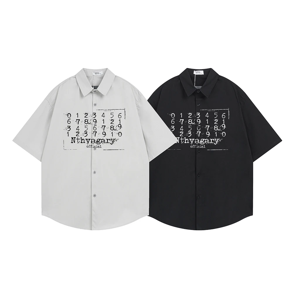

Streetwear Hip Hop Short Sleeve Men's Shirts Y2k Designer Tops Korean Fashion Men's Clothing 2026 Summer Oversized Cotton Shirt