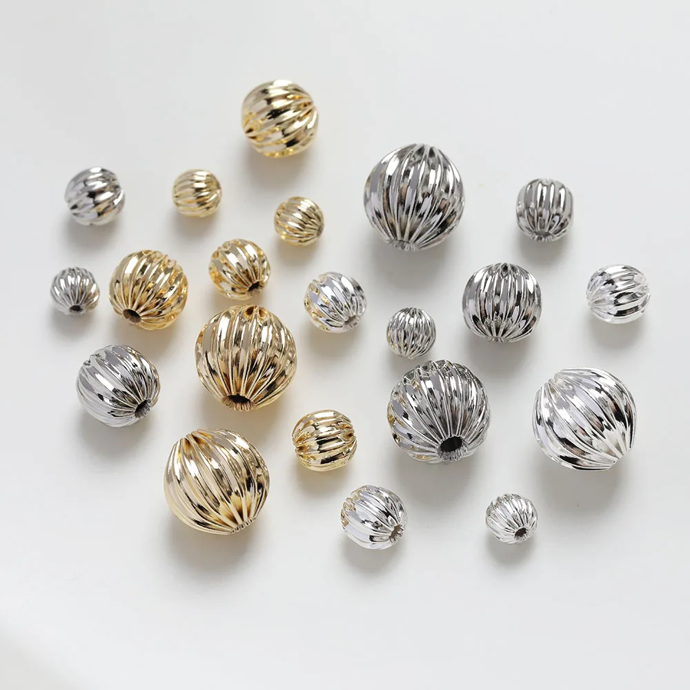 20PCS 14K Gold Plated Brass Hollowed Pumpkin Bead Fold Beads Jewelry Making Supplies Necklace Bracelet DIY Accessories