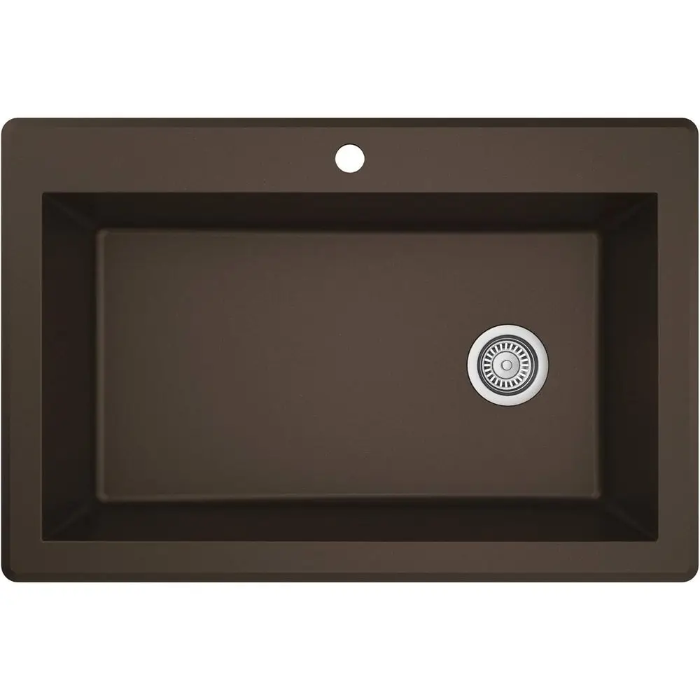 

Кухонная мойка QT-670 из гранитно-кварцевого композита, 33 дюйма, одинарная чаша, для установки в столешницу/под столешницу, коричневая, с правым сливом, сверхглубокая чаша 9 дюймов, H