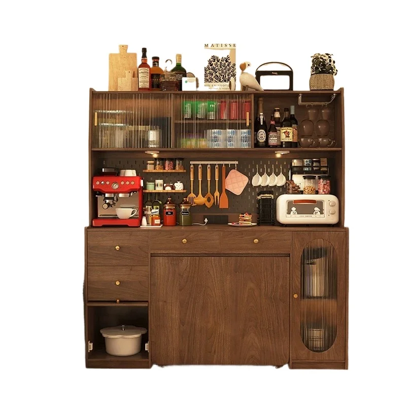 Dining table integrated folding retractable wall locker living room antique multi-functional small apartment island