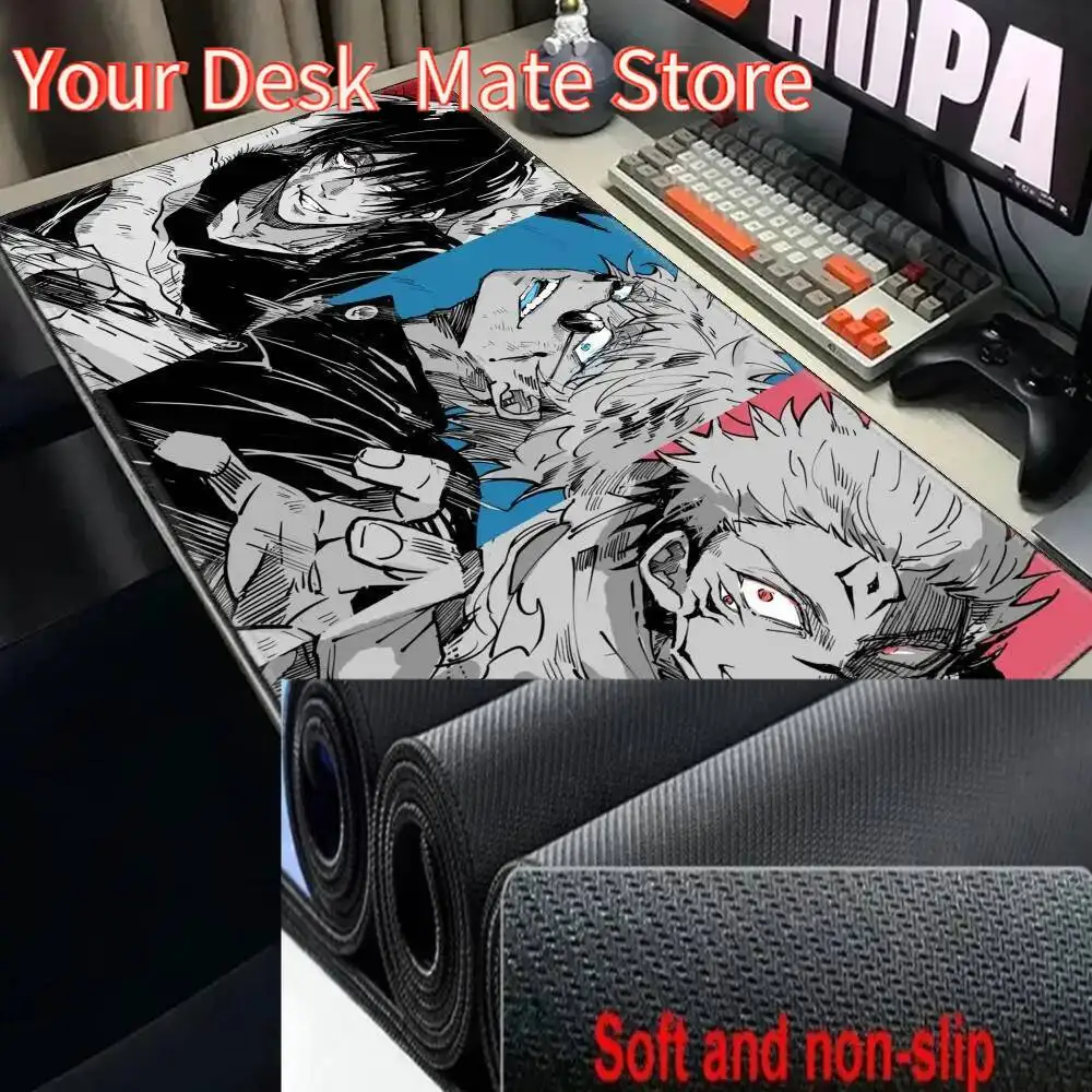 Anime Jujutsu Kaisen Mauspad XXL Gaming Zubehör Büro Gamer Tastatur Schreibtisch Matte Rutschfeste Laptop Satoru Gojo Mousepad