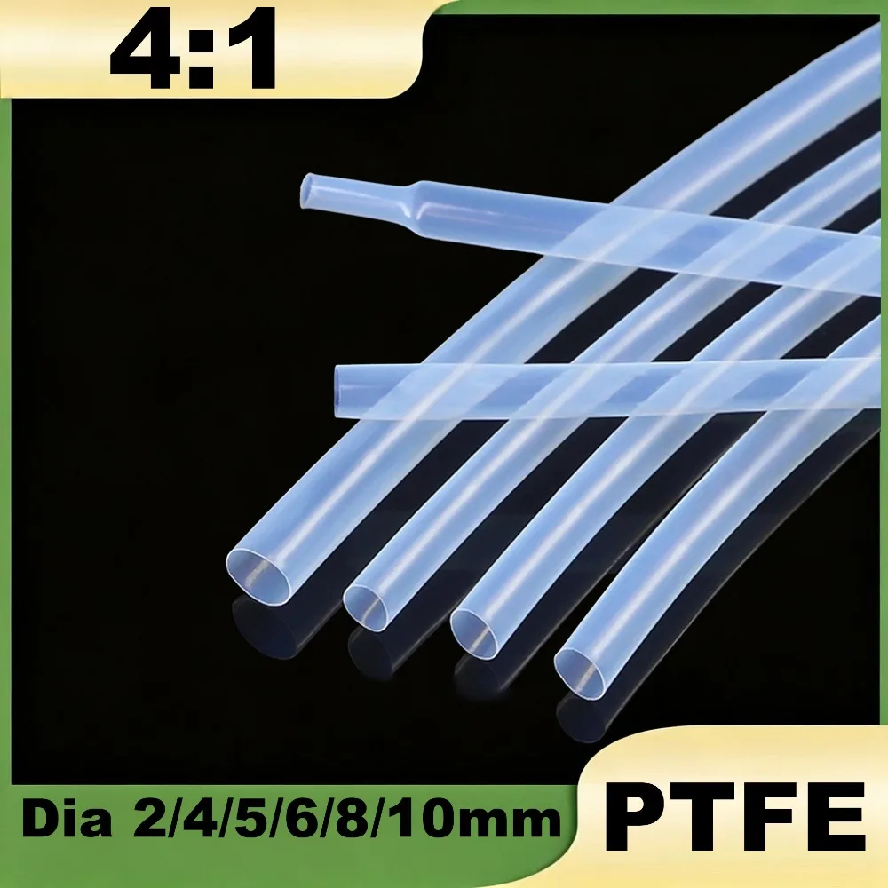 1/2/3/5Meter Clear 4:1 PTFE Heat Shrink Tubing Dia 2/4/5/6/8/10mm 260°C HIGH TEMP Tube Preservative Sleeving