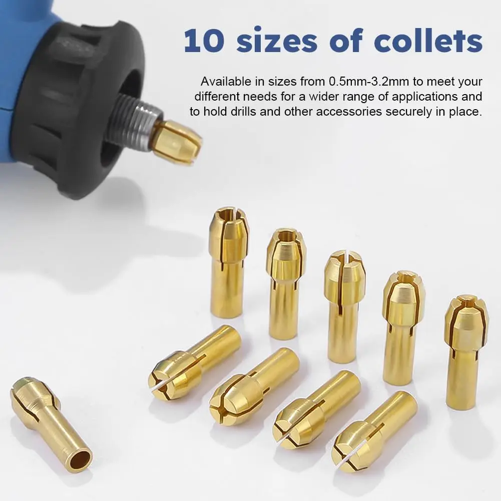 0.5mm-3.2mm Mini Mandrino Pinza Bit Set Rettificatrice Elettrica In Rame Adattatore di Bloccaggio Mandrino Teste Gambo Adattatore Per Utensili Rotanti