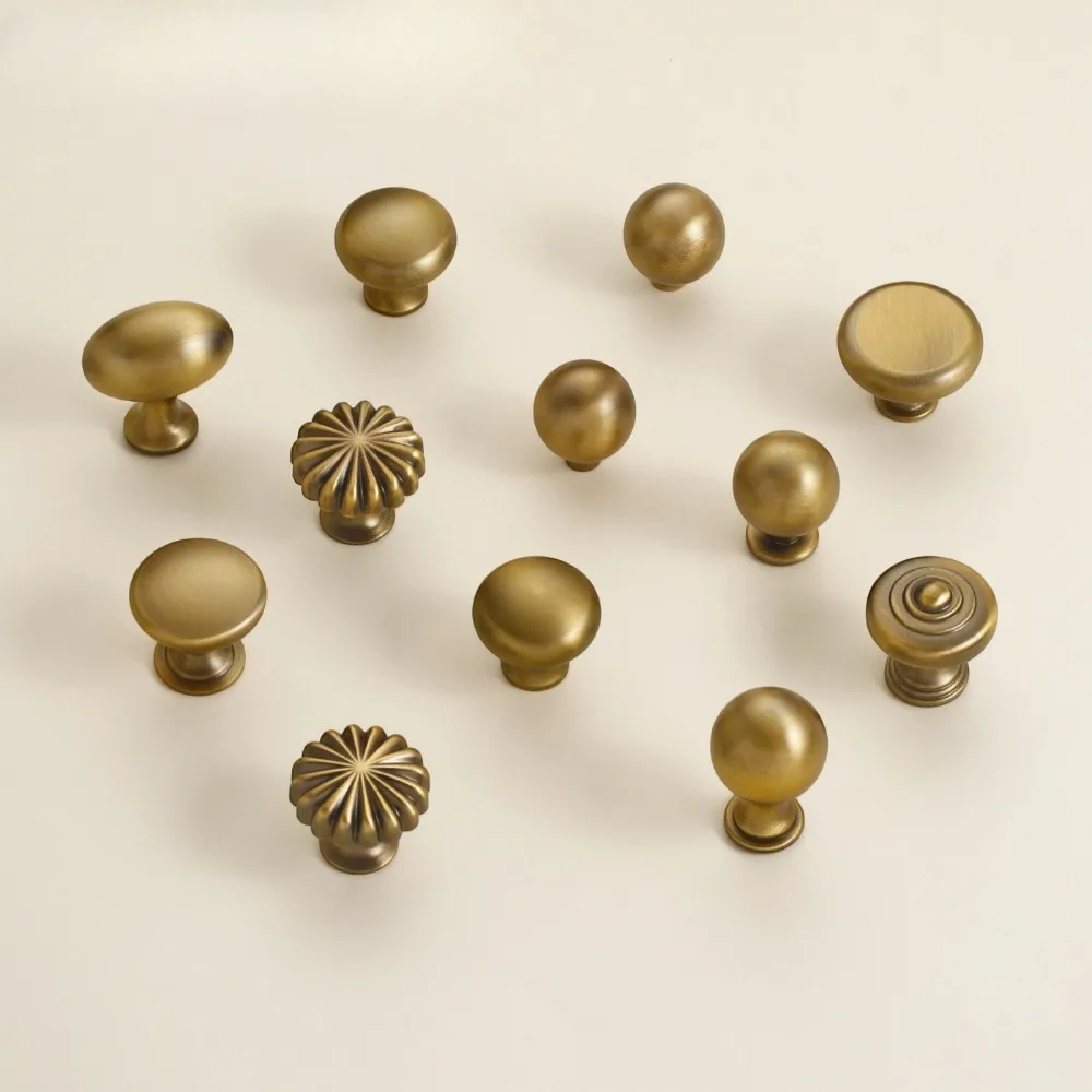 Middle Antique Style Brass Wardrobe Door Handle French Antique Bronze Drawer Cabinet Cabinet Single Hole Small Handle