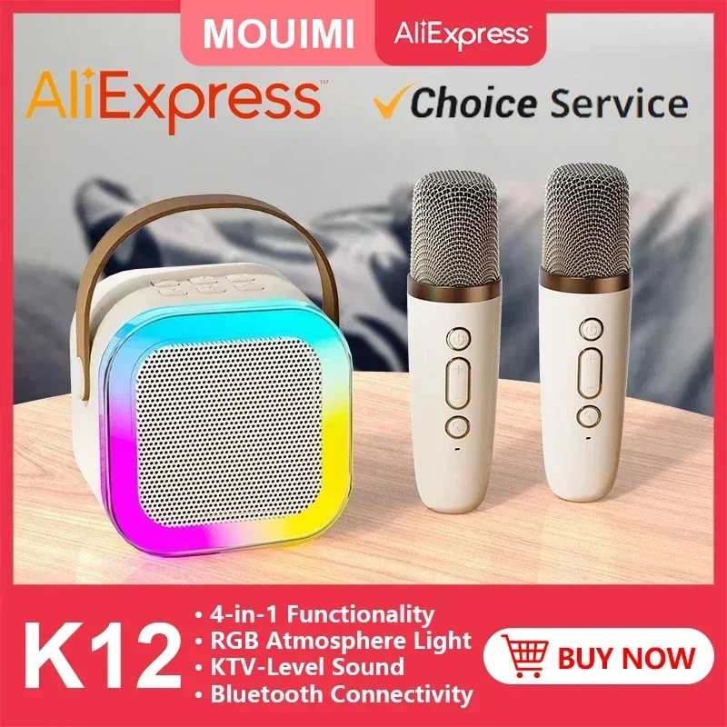 New K12 Microphone Speaker LED Color Lights Karaoke Machine Family Singing Portable Wireless Bluetooth With Mic Loudspeaker K 12