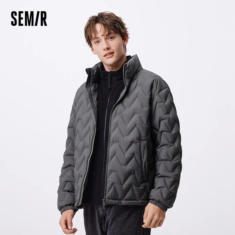 Semir piumino da uomo impermeabile collo caldo cappotto quotidiano nuovo inverno 2024 Versatile piumino di colore semplice