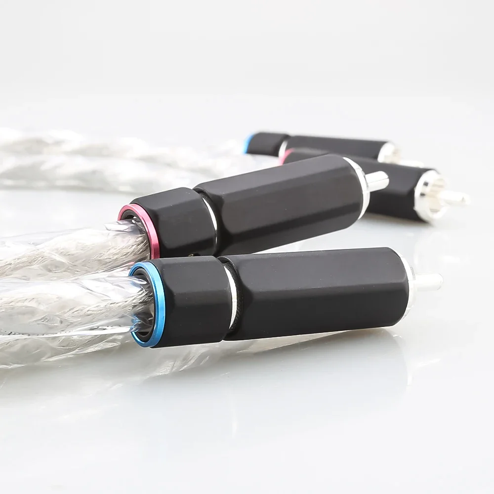 Audiocrast Hifi RCA كابل الصوت Liton مطلي بالفضة المزدوج مرشح حلقة حمى كابل إشارة الصوت RCA إلى RCA