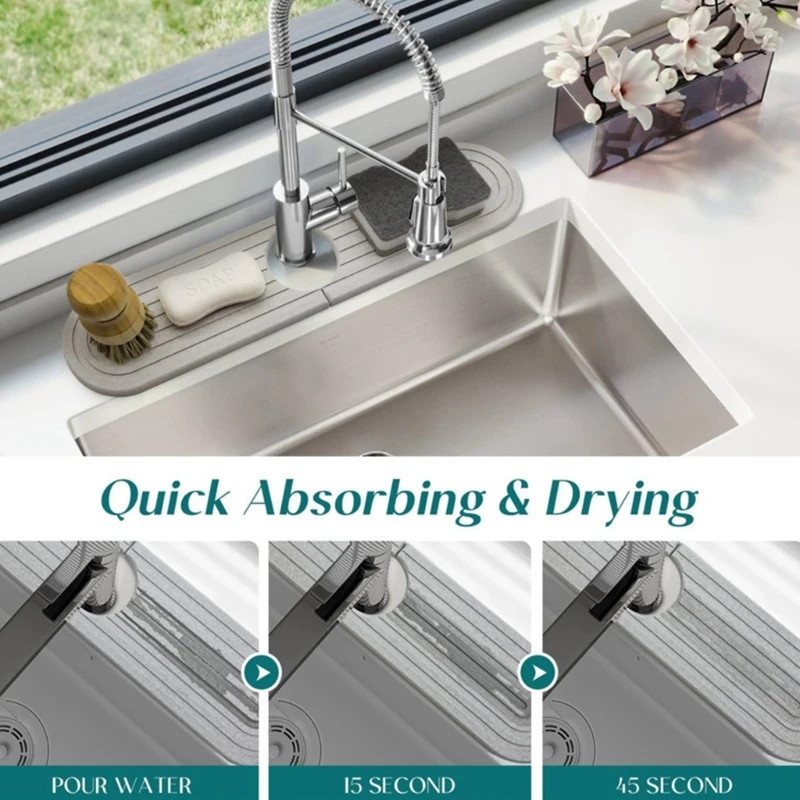 Thảm vòi cho bồn rửa nhà bếp Diatomite Khay bồn rửa khô nhanh, siêu thấm, bảo vệ vòi nước cho quầy phòng tắm