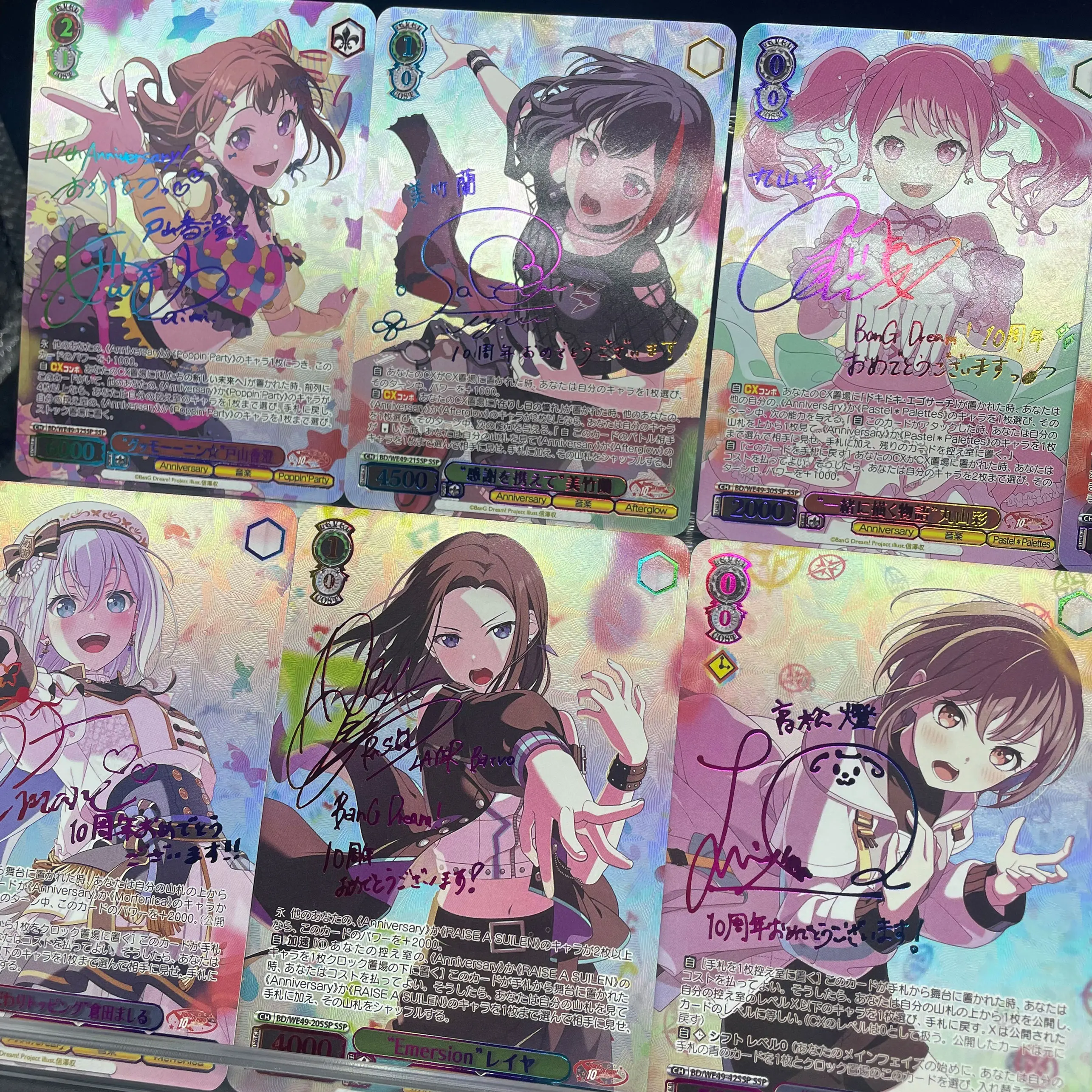 DIY WS BanG حلم! حفلة فرقة الفتيات! هدية بطاقة توقيع من رقائق الذهب ذات اللون الانكساري من Poppin Party Afterglow