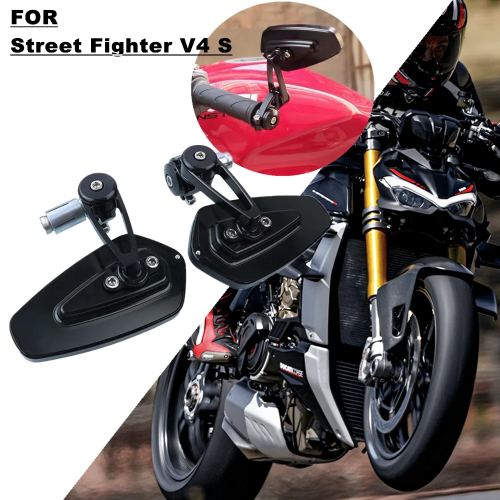 

Motorcycle Handlebar Rearview Mirror CNC Aluminum Alloy Handlebar Mirror For Ducati Street Fighter V4 S Traction V4 Panigale V4S