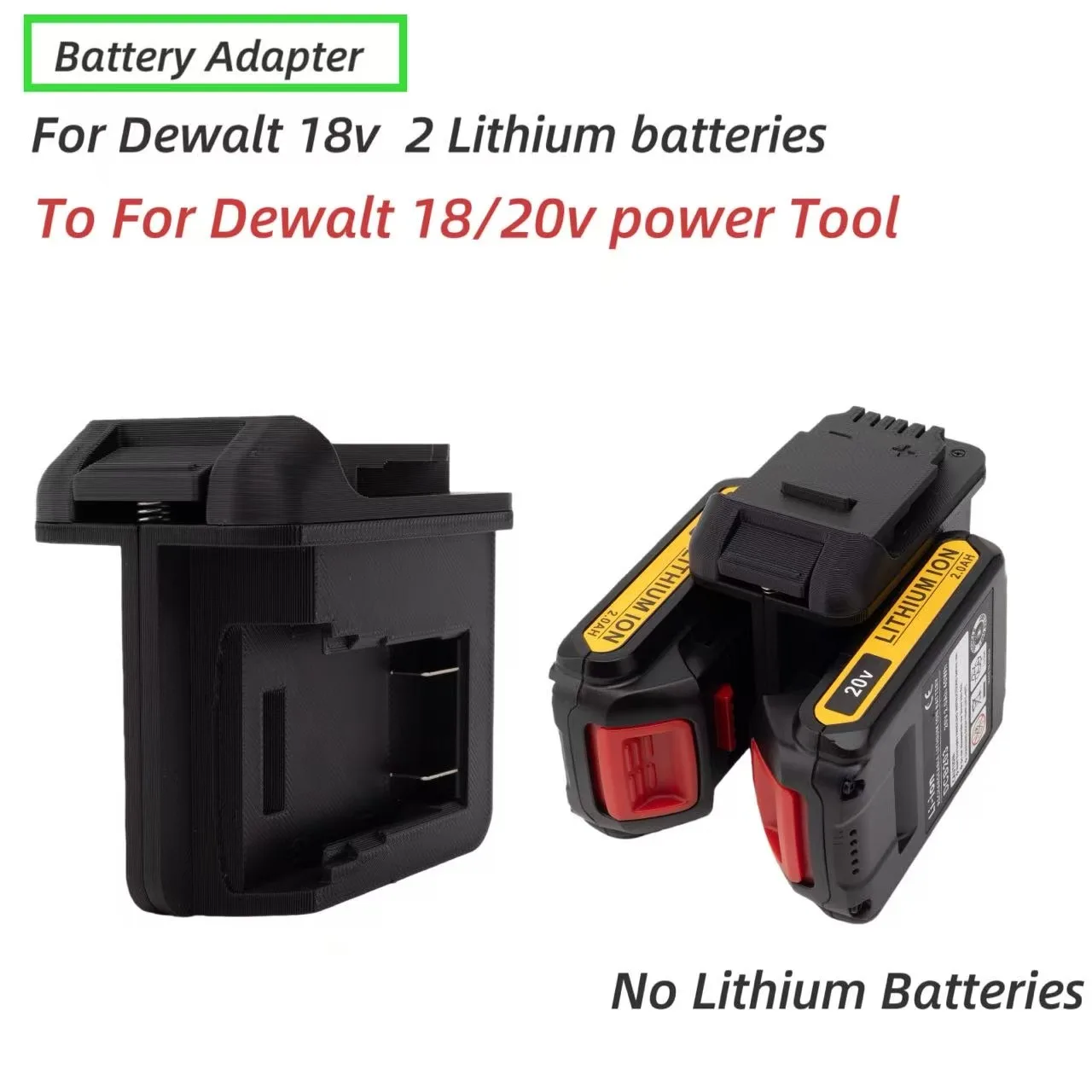 

Dual Battery Adapter For Dewalt 18v Battery to Dewalt Tool 18v use - By 3Dominion