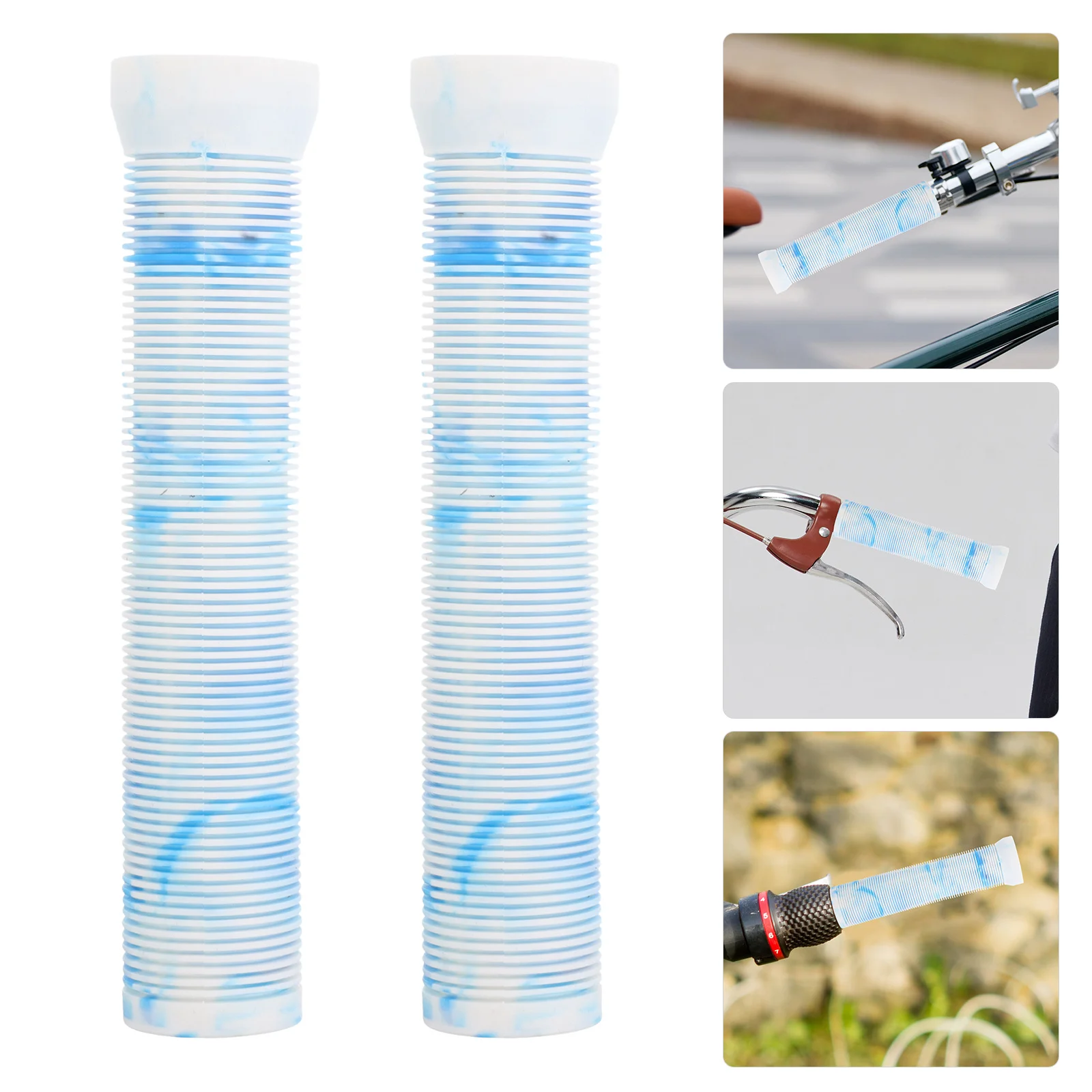 

1 Pair Bicycle Handlebar Grips Thickened Nonslip Rubber For Fixed Gear Scooter Ergonomic Comfort Extended Coverage Durable