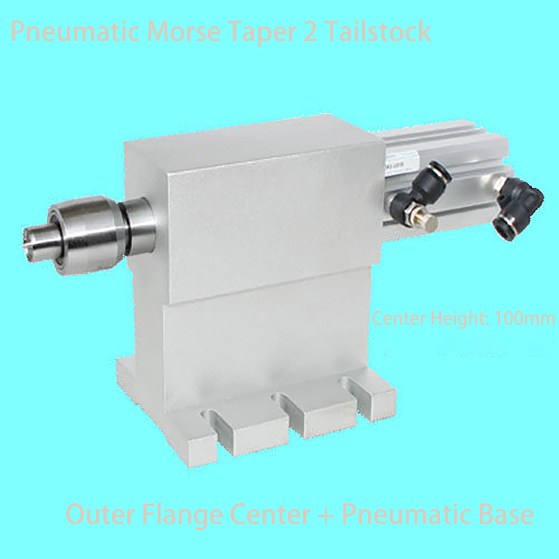 Pneumatic Tailstock MT2 Morse Taper 2 Center Height 100mm Live Center for CNC Router Engraving Machine 4th Axis Lathe