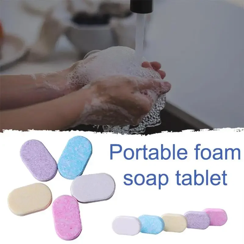 Solid Foam Hand Washing Tablets 4g/pc Foaming Hand Sanitizer Foam Soap Portable Quick Melt Effervescent Hand Care Cleaning Soaps