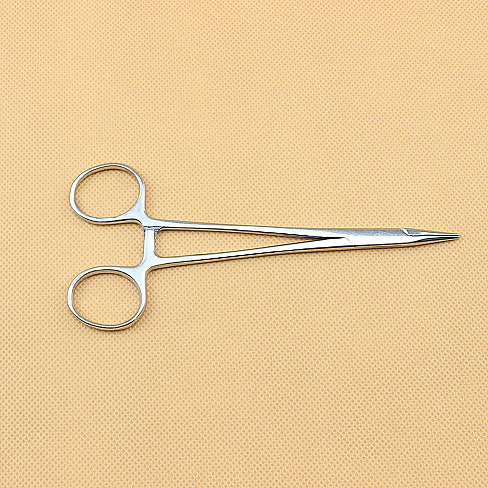 Aço inoxidável Dental Hemostatic Clamp Forceps, Ferramenta de Fórceps Cirúrgico Alicates Dicas de cotovelo reto Suporte de agulha